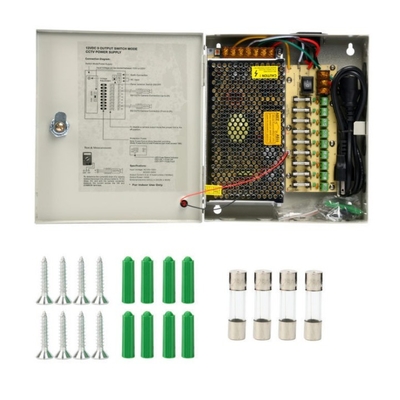 Boîte d'alimentation compacte 12v 10a 9 canaux pour caméra de vidéosurveillance fréquence de sortie 50/60Hz