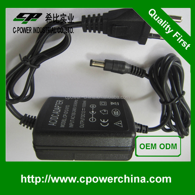 Adaptateur d'alimentation en courant continu 12V 1.2A 12W AC avec courant de sortie 1200ma et certificat CE