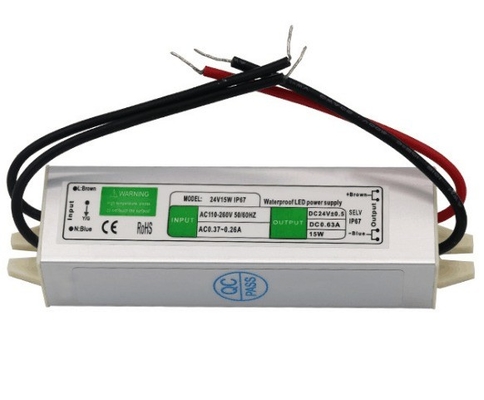 Conducteur d'alimentation étanche à 15 W pour transformateur à bande LED à sortie unique 12 V 24 V CC