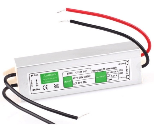 Conducteur d'alimentation étanche à 15 W pour transformateur à bande LED à sortie unique 12 V 24 V CC