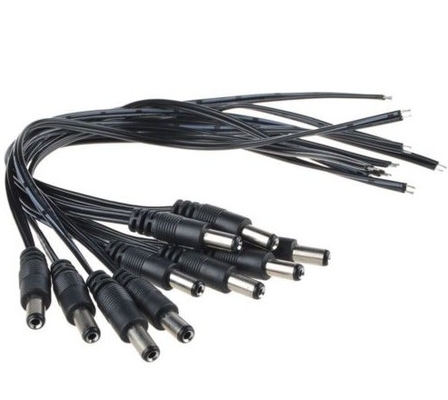 12V DC Power Pigtail mâle 5.5 * 2.1mm câble fil de prise pour caméra de vidéosurveillance en noir