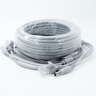 Cable deux-en-un pour l'extension Ethernet RJ45 et le NVR de puissance DC 12V en couleur grise
