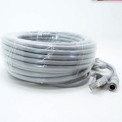 Cable deux-en-un pour l'extension Ethernet RJ45 et le NVR de puissance DC 12V en couleur grise