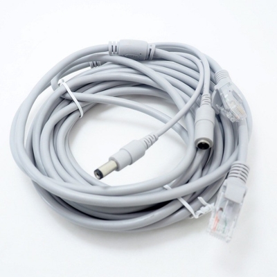 Cable deux-en-un pour l'extension Ethernet RJ45 et le NVR de puissance DC 12V en couleur grise