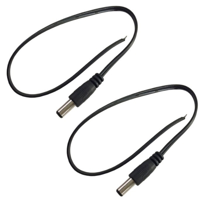 2.1 mm x 5.5 mm DC Connecteur mâle bout de câble fil de fer pour CCTV en noir