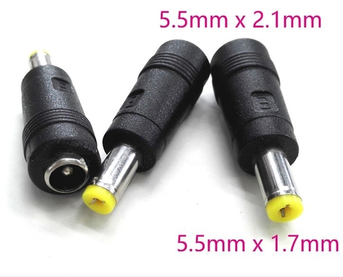 Adaptateur noir pour prise électrique en courant continu 5.5x1.7mm homme à 5.5x2.1mm connecteur jack féminin