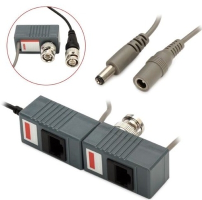 Caméra de vidéosurveillance noire BNC à RJ45 CAT5 CAT6 câble vidéo passive audio Balun connecteur émetteur-récepteur