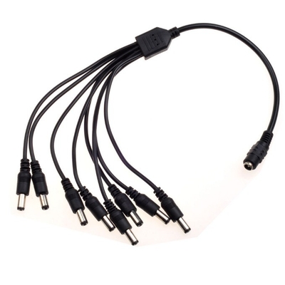 12v dc 8 canaux câble d'alimentation séparateur 1 femme à 8 hommes noir CCTV système de sécurité