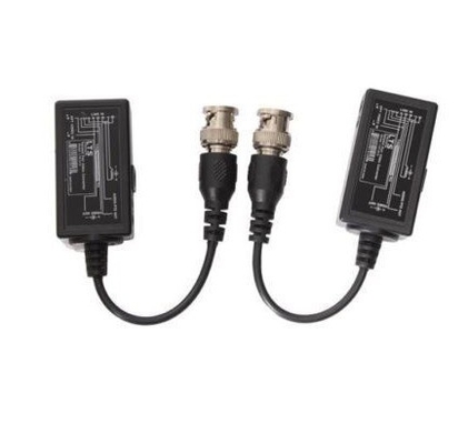 BNC de vidéosurveillance noire à RJ45 Video Balun avec étalonneur de courant continu via câble Ethernet Cat5/6