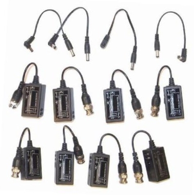 BNC de vidéosurveillance noire à RJ45 Video Balun avec étalonneur de courant continu via câble Ethernet Cat5/6