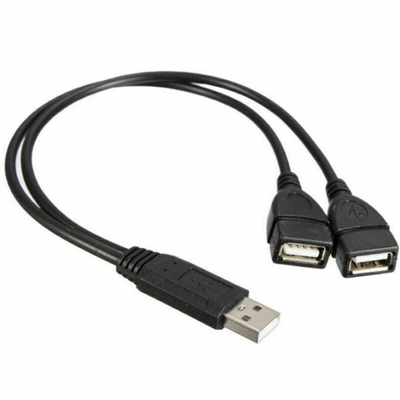 Basse tension USB 2.0 un mâle à deux femelles Jack Y Splitter Hub Cord-Cable-Ada