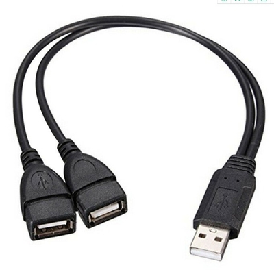 Basse tension USB 2.0 un mâle à deux femelles Jack Y Splitter Hub Cord-Cable-Ada