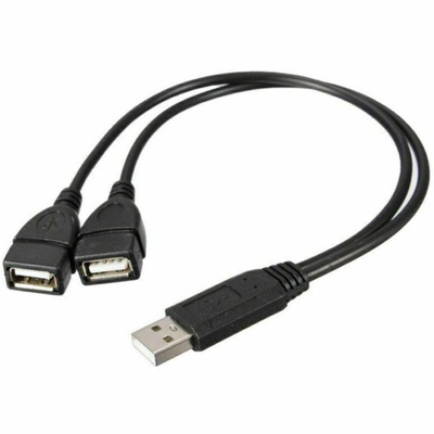 Basse tension USB 2.0 un mâle à deux femelles Jack Y Splitter Hub Cord-Cable-Ada