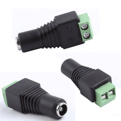 Résistant à l'électricité à vis à courant continu noir et vert Femme 2.1x5.5mm Jack Connector Adapter pour câble de caméra de vidéosurveillance