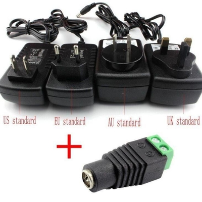 Résistant à l'électricité à vis à courant continu noir et vert Femme 2.1x5.5mm Jack Connector Adapter pour câble de caméra de vidéosurveillance