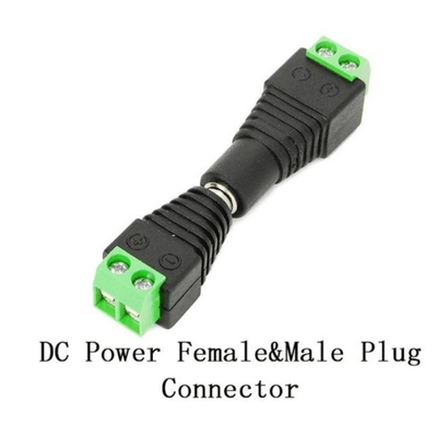 Résistant à l'électricité à vis à courant continu noir et vert Femme 2.1x5.5mm Jack Connector Adapter pour câble de caméra de vidéosurveillance