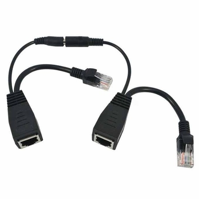 Injecteur de câble de séparation POE DC Plug Male End 16cm Longueur pour caméra IP CCTV en noir