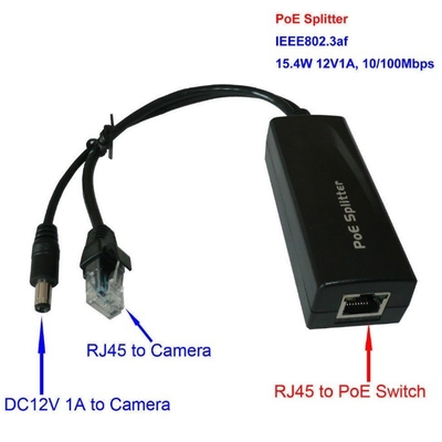 Taux de transfert de données de 10/100 Mbps Splitter POE pour caméra IP CCTV DC44-57V Entrée de puissance