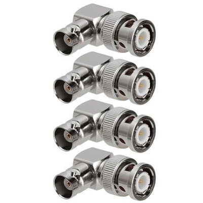 Plug homme en argent pour BNC Jack femme Adaptateur vidéo de caméra de vidéosurveillance à angle 90 degrés