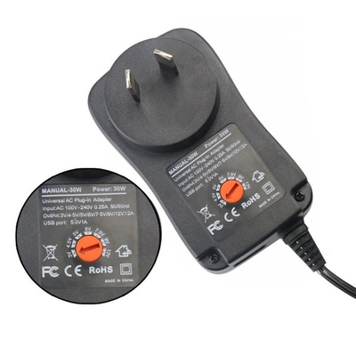 Sortie en courant continu 30W Adaptateur d'alimentation universel 100-240V AC 3V-12V Ajustable à plusieurs bornes