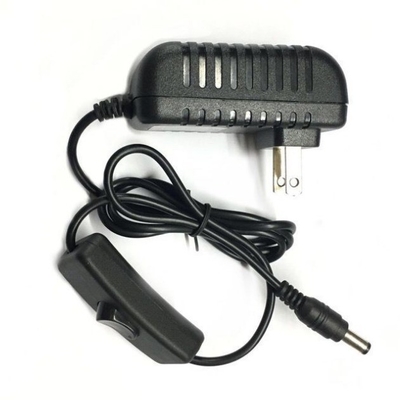 Adaptateur d'alimentation en noir AC100-240V 12V 2A 24W Adaptateur avec commutateur d'allumage/arrêt et connecteur CC
